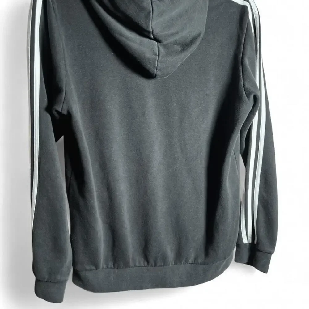 Adidas Black Striped Sleeve Hoodie - Size Medium Unisex